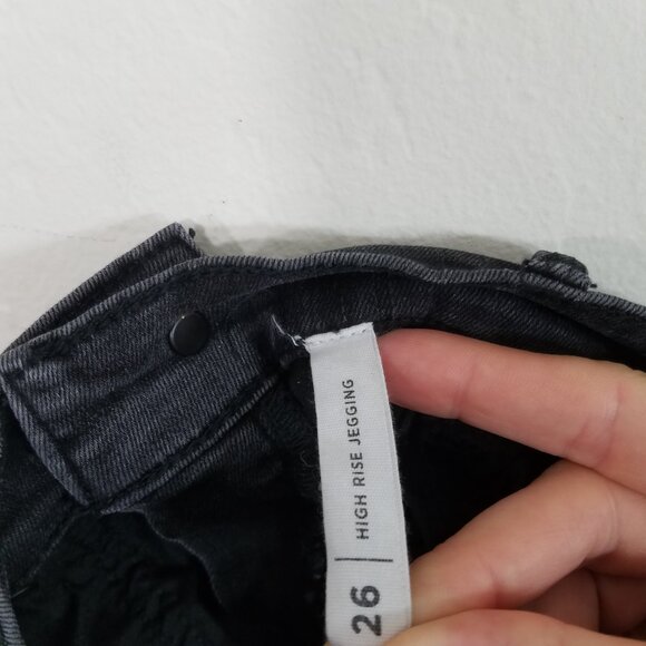 PacSun High Rise Jegging Distressed Stretch Jeans Black Size 26 - Picture 7 of 8